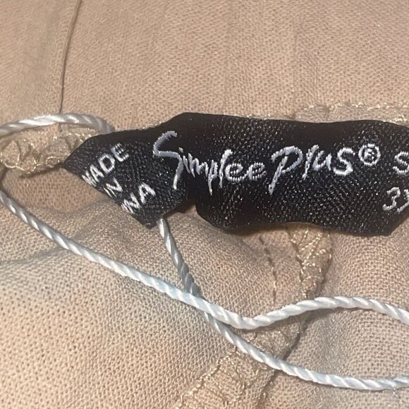 Womens 3XL Wide Leg Pants Split Leg Beige Flowy Palazzo Tie Waist Resort Casual - Picture 3 of 10